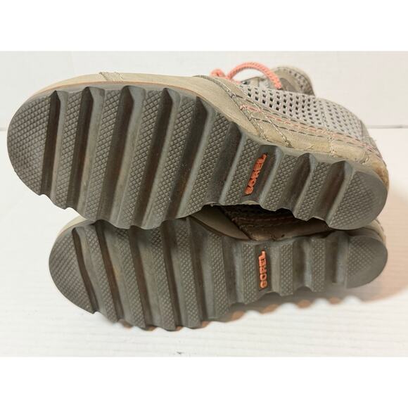 Women's Sorel Boots Premium Wedge Booties Grey Perforated Leather Sz 5.5 - Picture 4 of 8